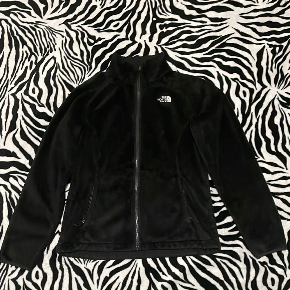 The North Face Women's Black plush fuzzy full zip collar sweater Jacket size S